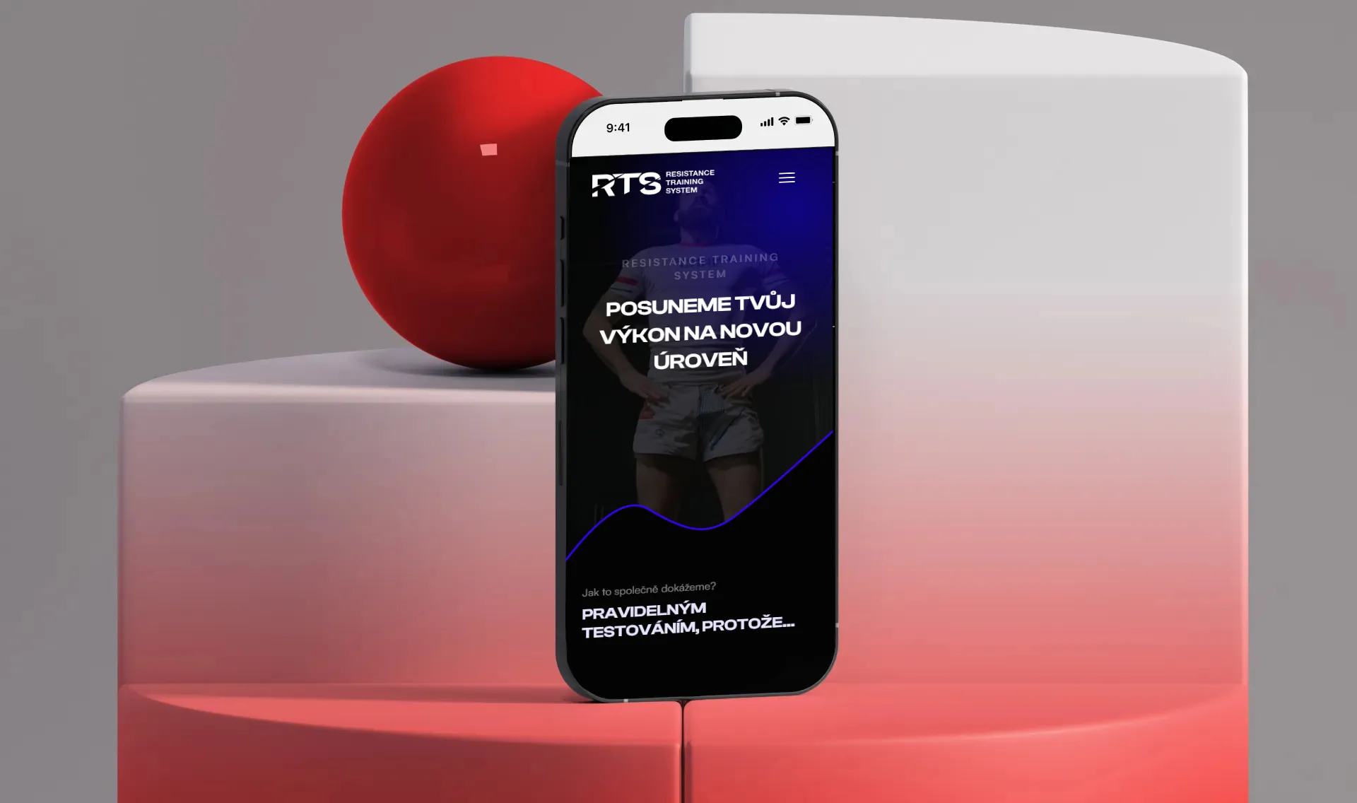Mobilní mockup webu Resistance Training System