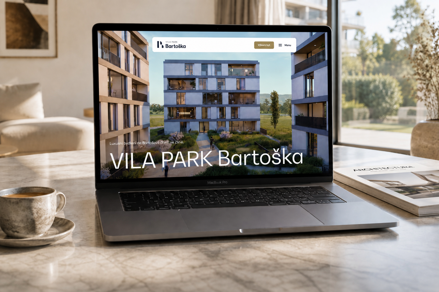 Mockup webu VILA PARK Bartoška na notebooku